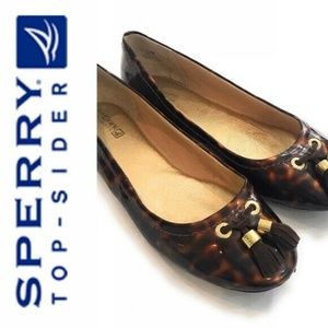 Sperry Womens Black Brown Ballet Flats, Size 7.5 M